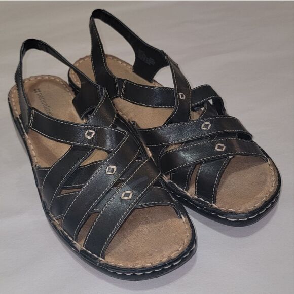 Naturalizer Craft Black Leather Strappy Comfort Sandals w Thick Stitching Sz 9.5 - Picture 16 of 16